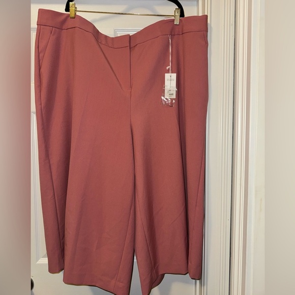 NWT Lane Bryant Brown Cropped Trousers Wide-Leg Modern Design - Picture 1 of 8